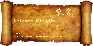 Valenta Klaudia névjegykártya